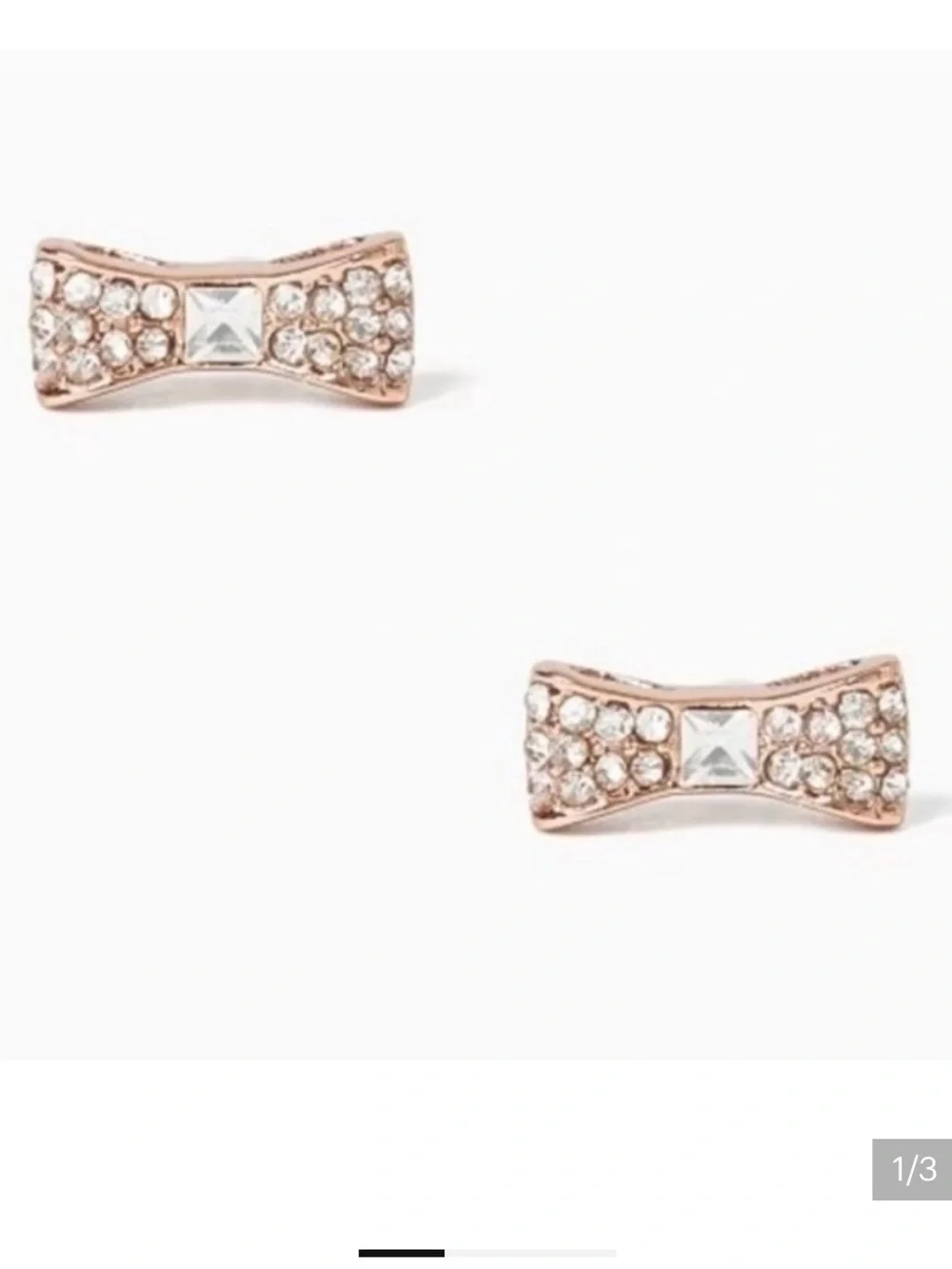 Kate Spade Ready Set Bow Earrings Rose Gold Stud Designer Jewelry Pink White